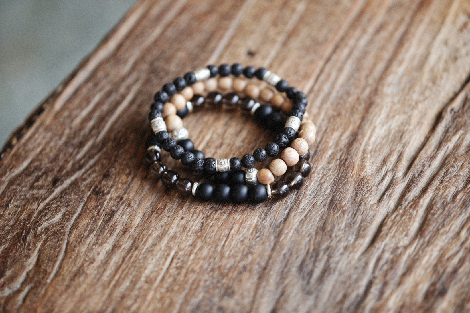Black and Silver Beaded Bracelet